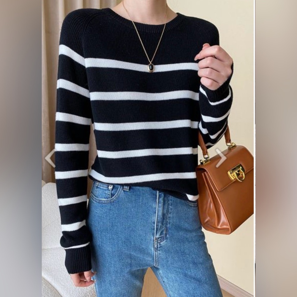 Bershka Black and White Striped Sweater